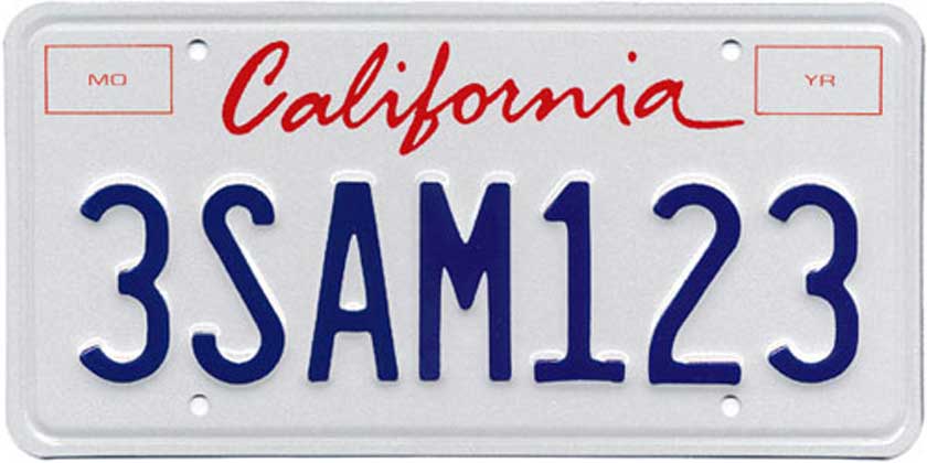 California Sample License Plate